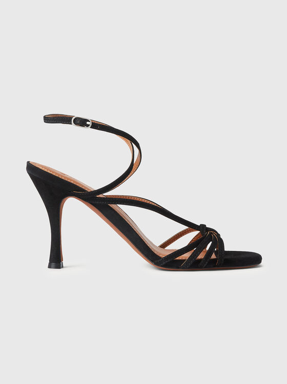 Black leather heeled sandals - 1