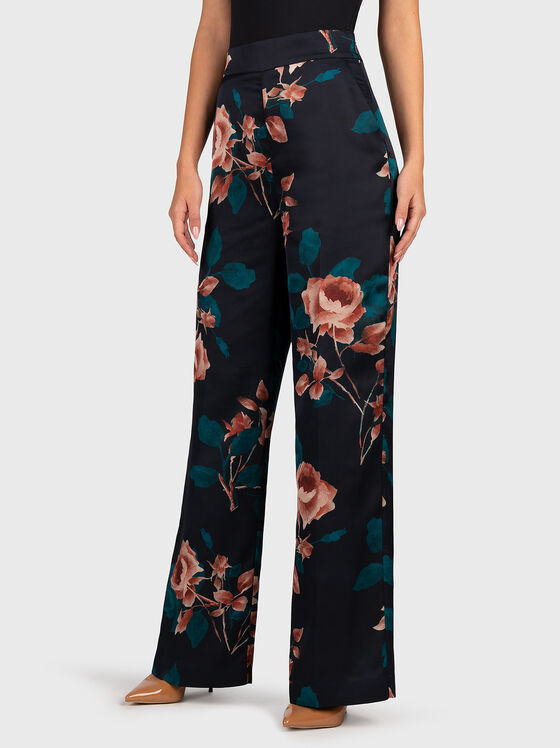 Pantaloni ROSEBUD bleumarin cu imprimeu floral - 1