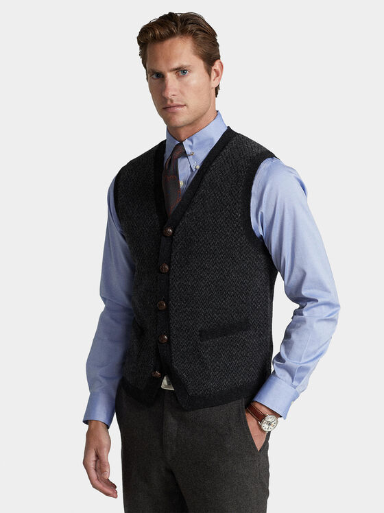 Sleeveless cardigan with accent buttons - 1