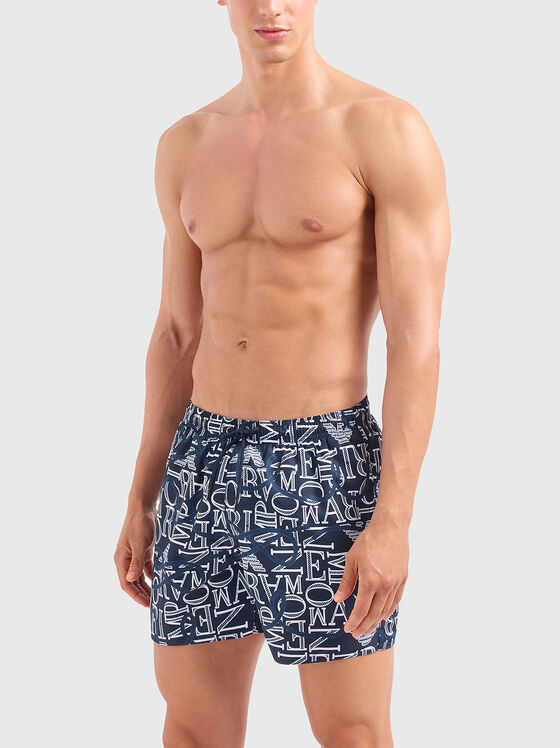 Pantaloni scurți de plajă cu imprimeu logo - 1