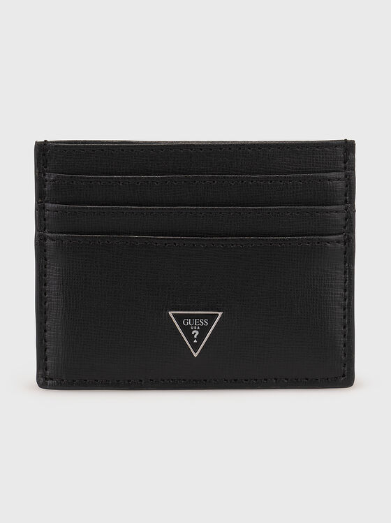 Leather card holder with saffiano effect - 1