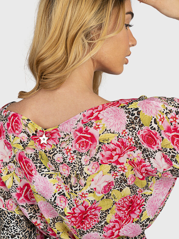 Beach kaftan with floral print - 4