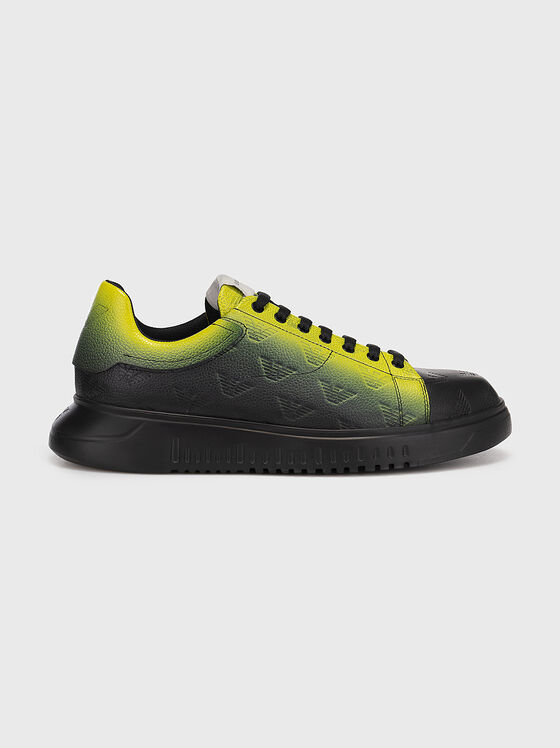 Sport leather shoes with neon ombre effect - 1