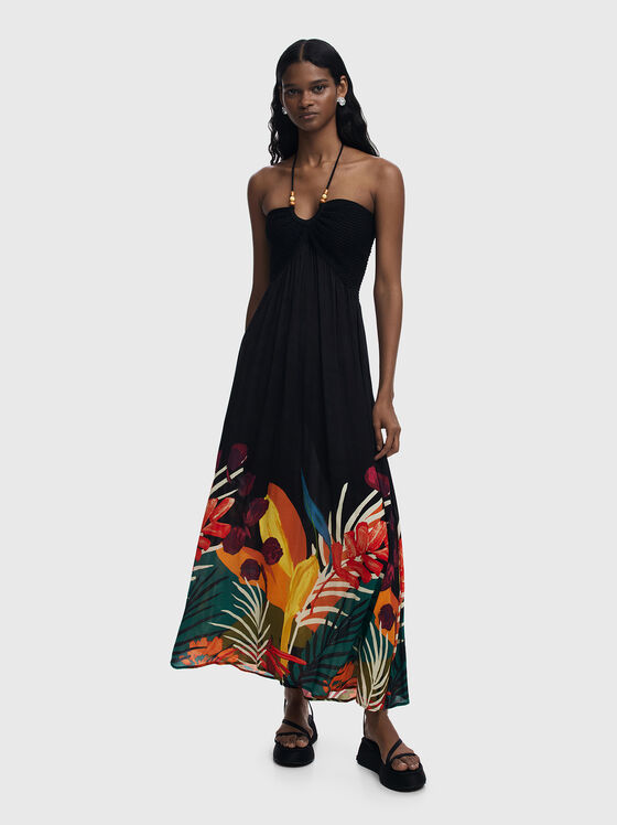 Rochie maxi cu imprimeu tropical - 1