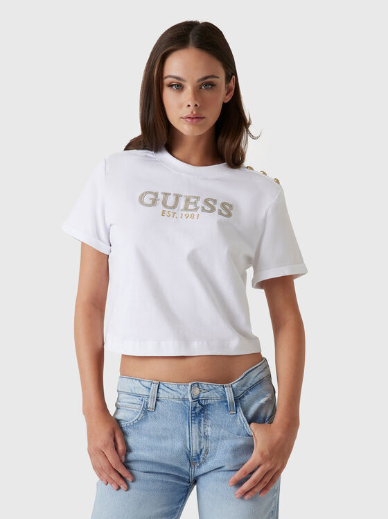 T-shirt with short cut and embossed logo - 1