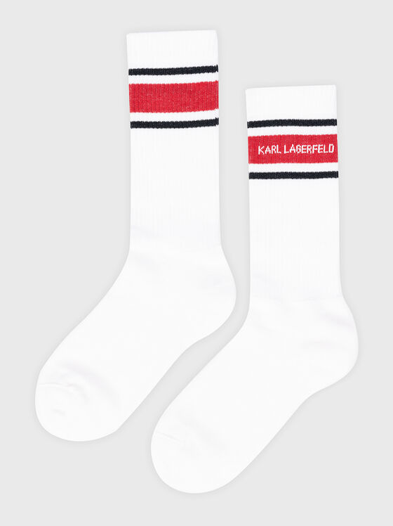 White socks with logo accent - 1