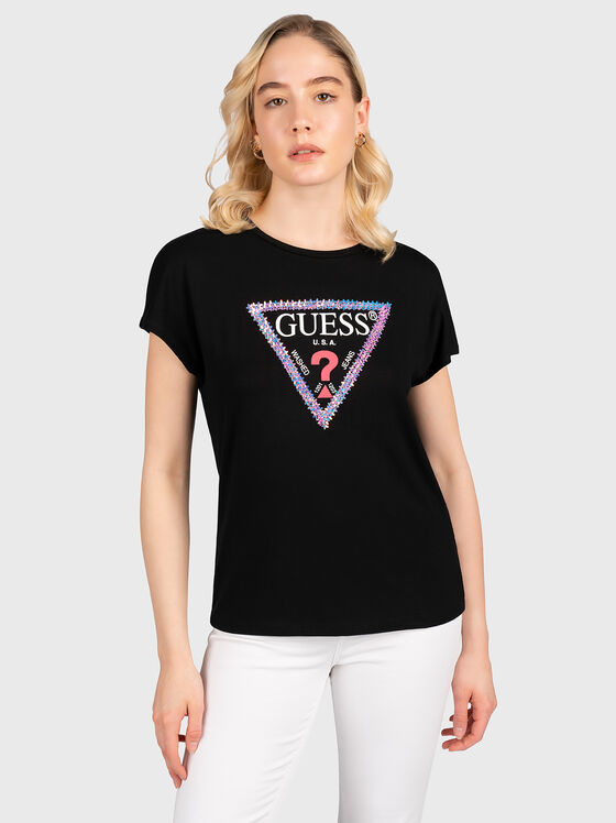 Tricou negru cu paiete aplicate - 1