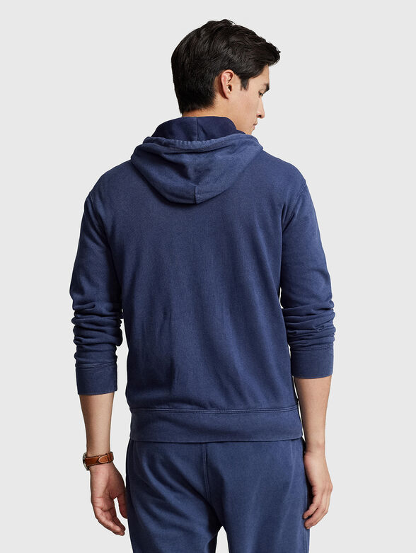 Blue cotton sweatshirt with logo embroidery - 3