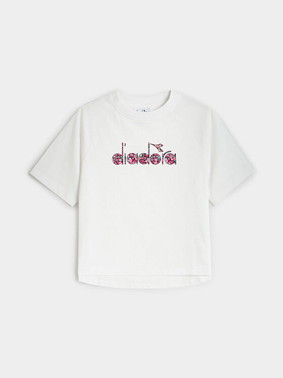 Tricou alb din bumbac cu imprimeu - 1