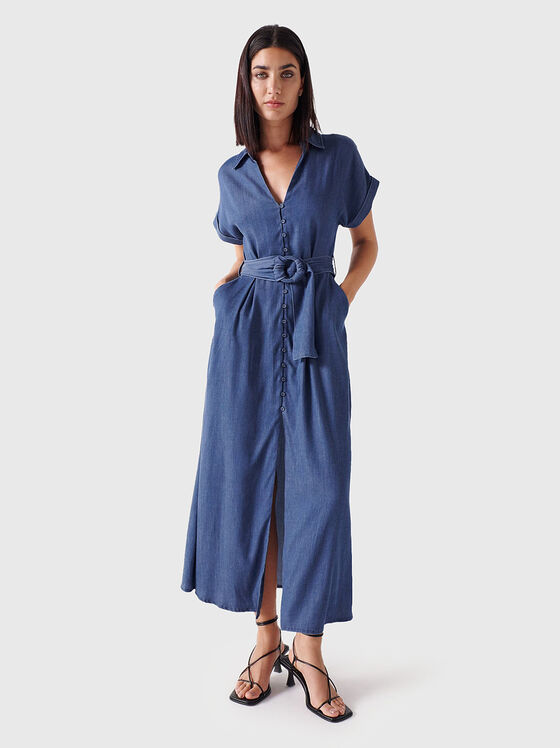 Rochie albastră cu curea  - 1