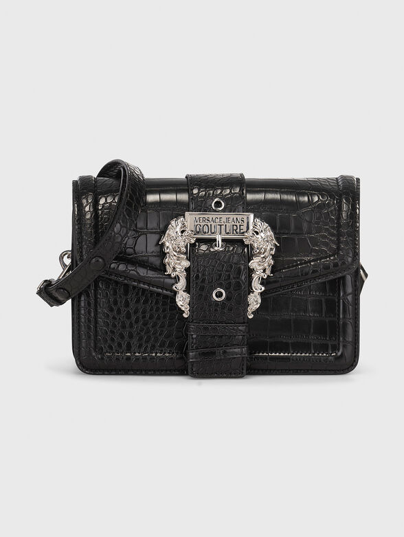Croc-effect crossbody bag in black - 1