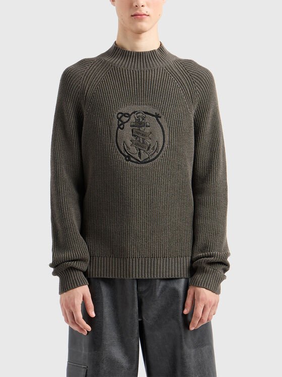 Pulover din rips cu broderie - 1