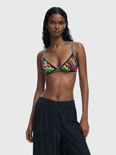 Elastic waist trousers with tropical print - 4