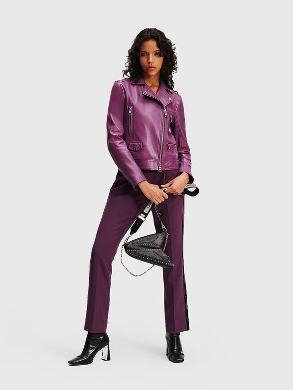 Black leather biker jacket  - 2
