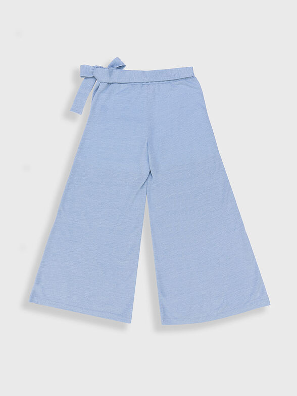 Light blue trousers with wide legs and belt - 2