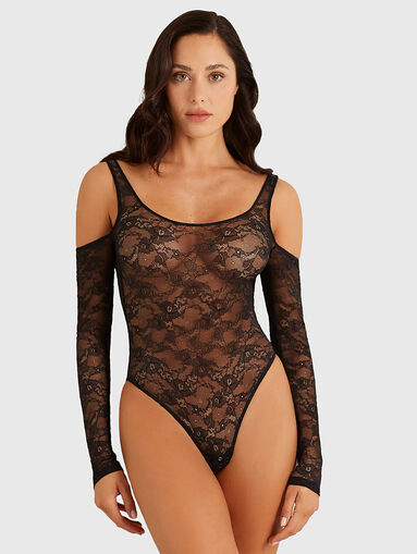 SHEER long sleeve lace bodysuit - 3