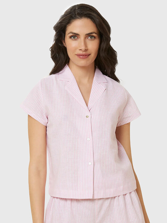 COTTON LINEN pajama top with buttons  - 1