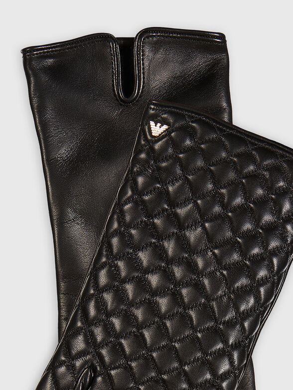 Leather gloves with logo detail - 2