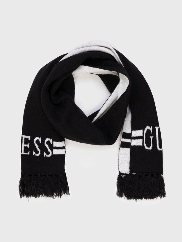 Black scarf with logo inscription - 1