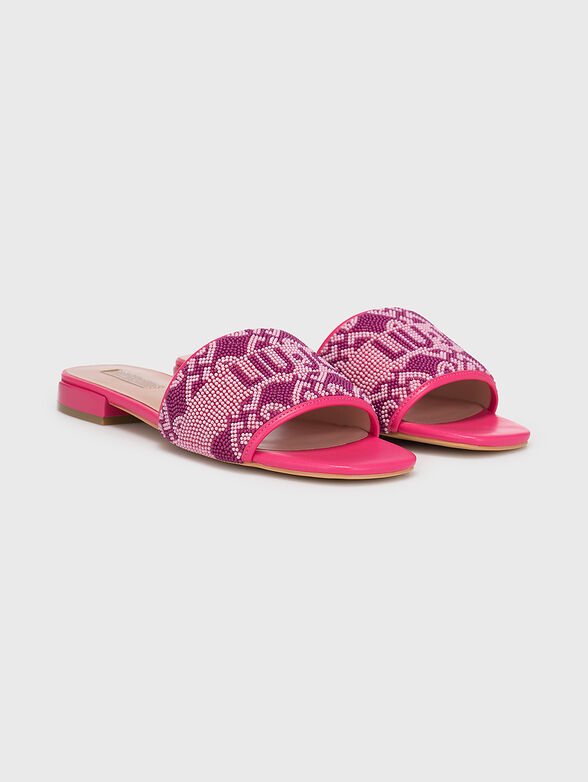 ASTRA 25 black slippers with appliqued beads - 2