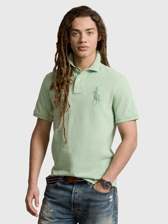 Tricou polo verde cu logo brodat - 1