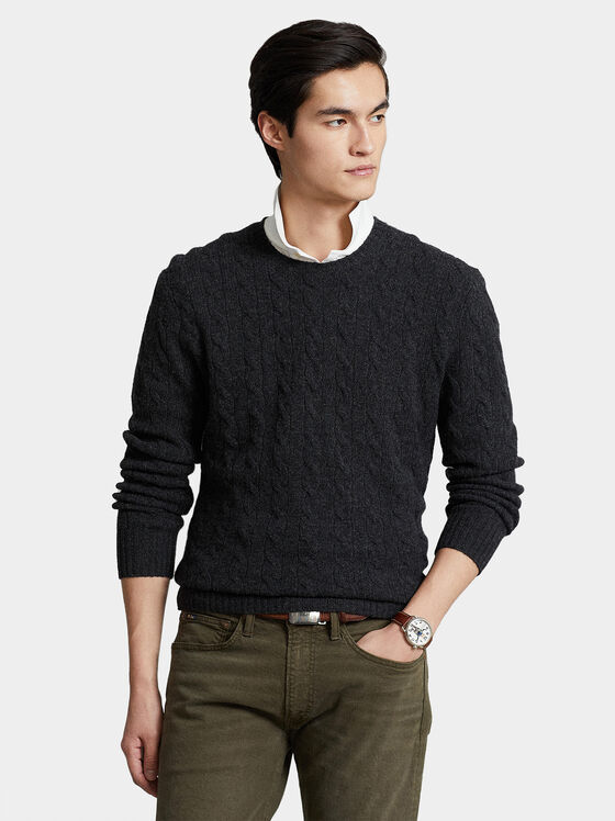 Grey sweater with logo embroidery - 1