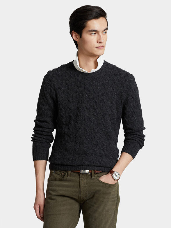Grey sweater with logo embroidery - 1