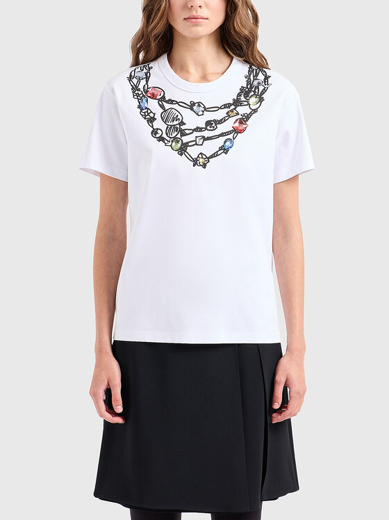 Tricou cu colier imprimat - 1