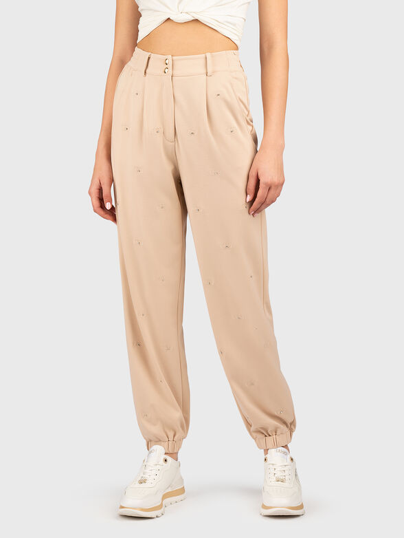 High waisted trousers with rhinestones - 1