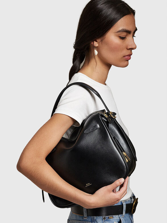 Leather satchel with logo - 2