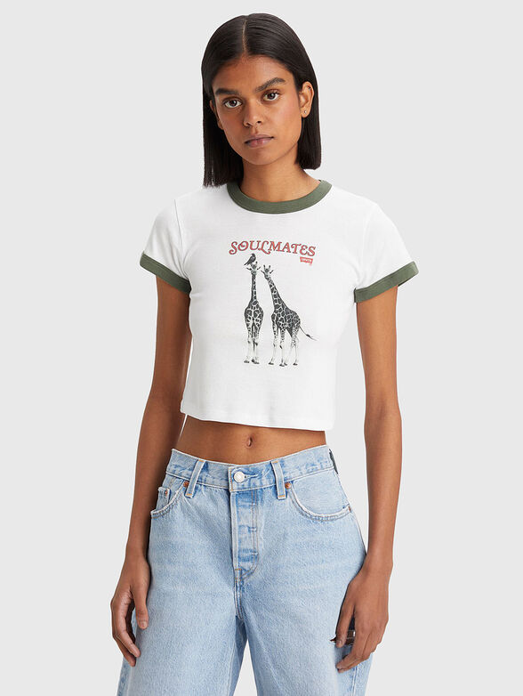 RINGER  white T-shirt with contrasting print - 1