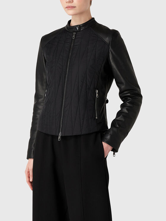 Biker jacket with leather details - 1