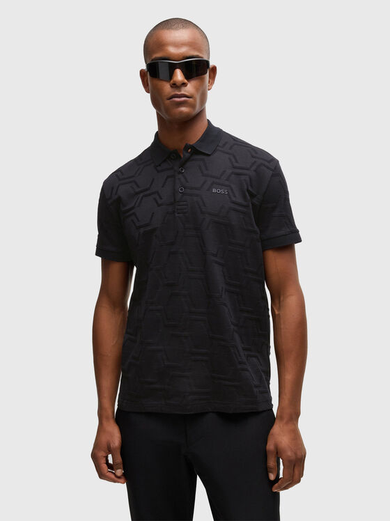 Tricou polo negru PADDY cu textură în relief - 1