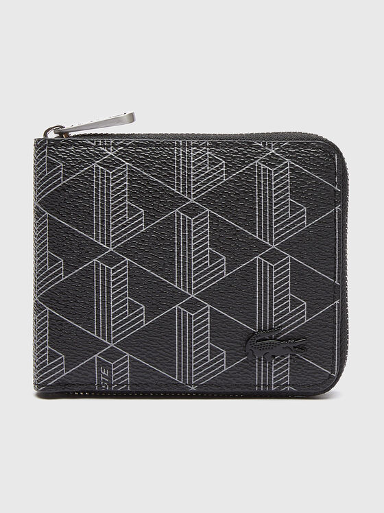 Portofel cu fermoar și monogramă imprimată - 1