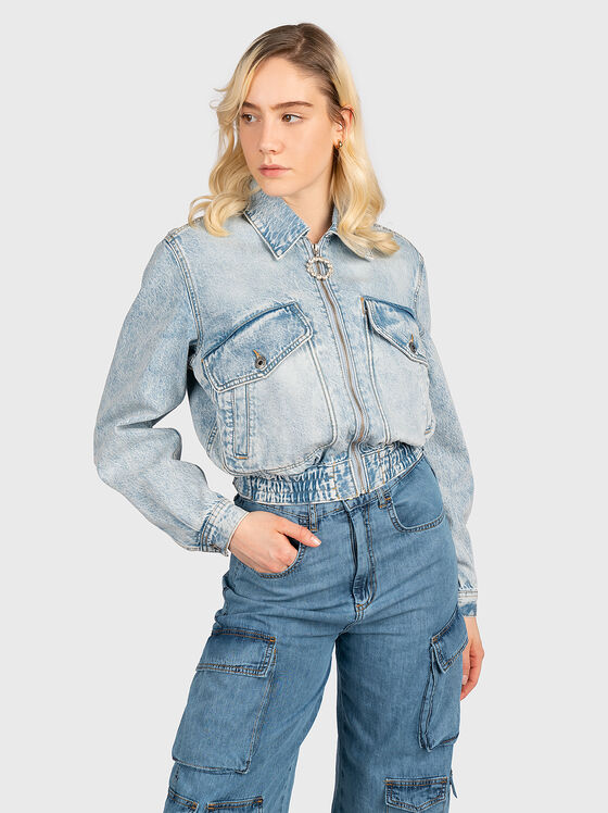 Jachetă din denim albastru cu fermoar - 1