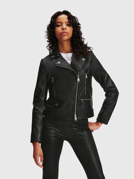 Black leather biker jacket  - 1