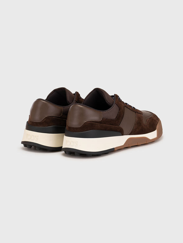 Brown sports shoes with suede inserts - 3