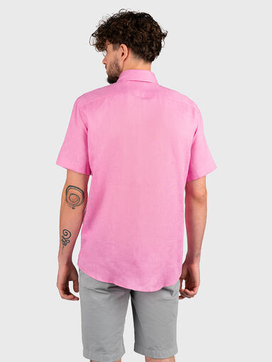 Short sleeve linen shirt in fuxia color - 3