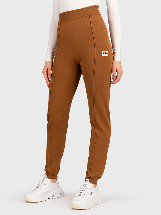 TARAZONA brown sports trousers with high waist