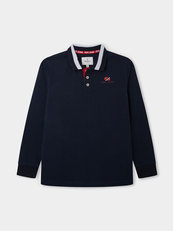 VEGAS blue polo shirt with long sleeves - 1