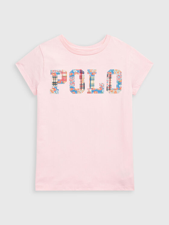 Cotton T-shirt in pink with logo detail - 1