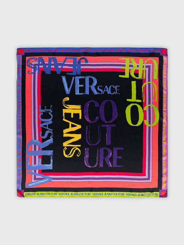 Silk scarf with colorful logo print - 2