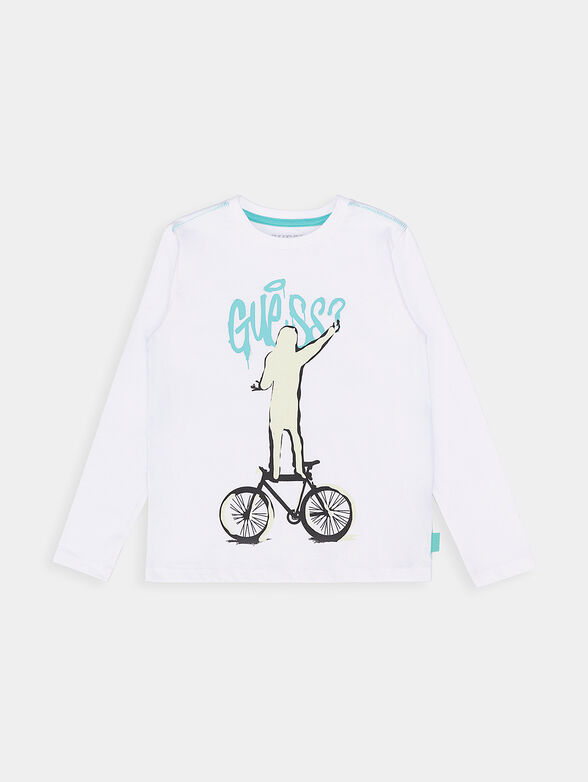Cotton blouse with long sleeve and print - 1