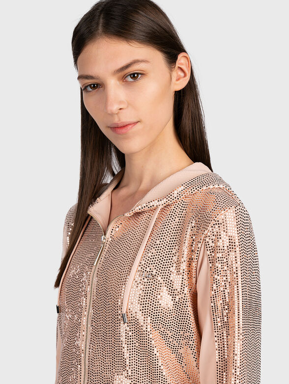 Sweatshirt with appliqued rhinestones - 4