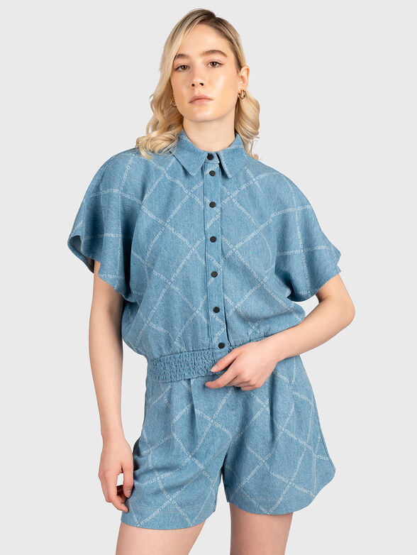 Denim shirt with short sleeve - 1