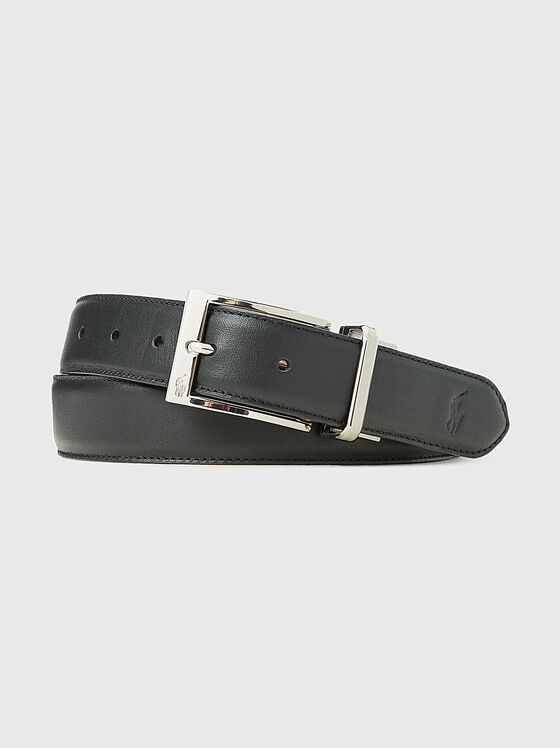 Reversible leather belt with metal buckle - 1