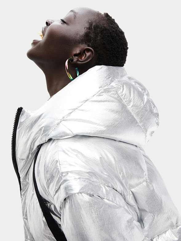JIMAN silver padded jacket with hood - 3