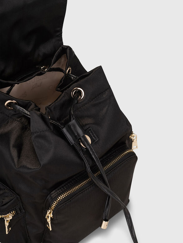 Black textile backpack with logo - 4