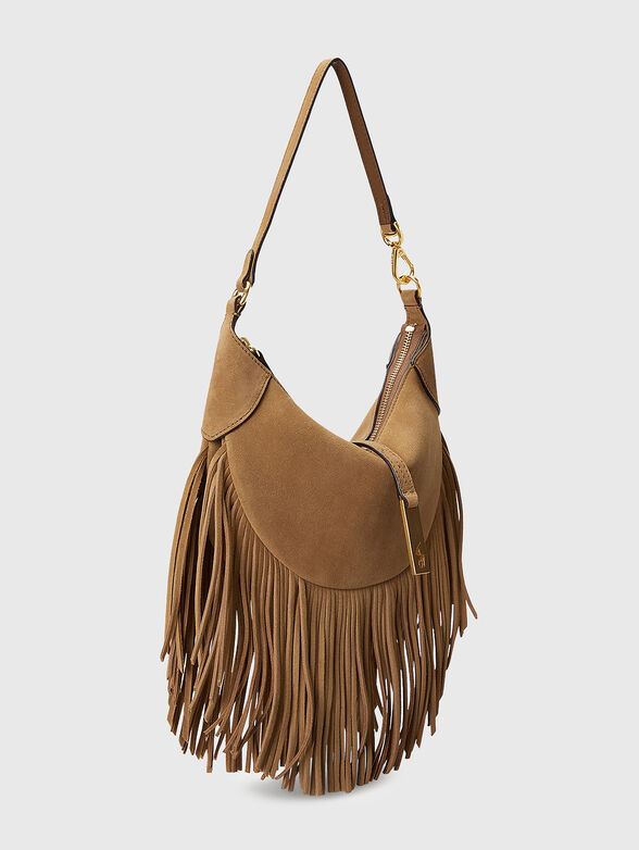 Leather hobo bag with accent fringe - 4