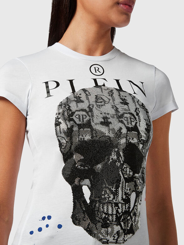 T-shirt SKULL with rhinestones and art details - 4
